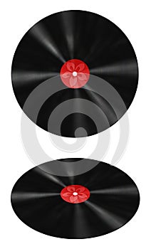 Vinyl record with red label