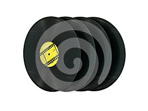 Vinyl record retro sound without shadow on white background 3d