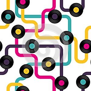 Vinyl record seamless background pattern