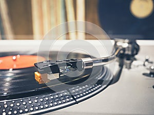 Vinyl Record on Turntable Player Music Vintage Retro