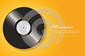 Vinyl record with yellow cover mockup background vector