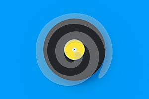 Vinyl record with yellow label on blue background