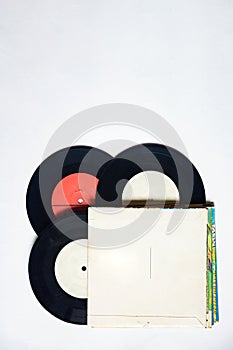 Vinyl records on a white background