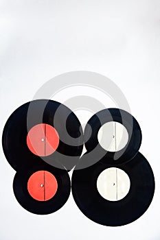 Vinyl records on a white background