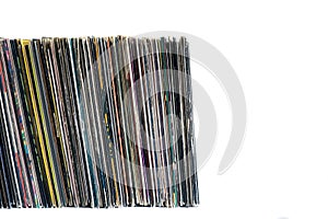 Vinyl records on a white background