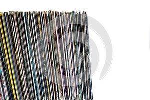 Vinyl records on a white background