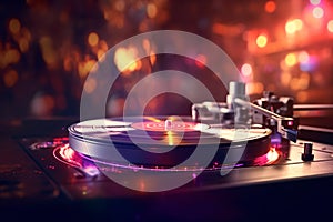 Vinyl Revolution, DJ Turntable Spins at Electrifying EDM Club Party