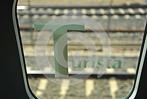 Window of a tourist class -clase turista- train wagon, Spain photo