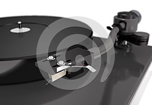 Vinyl turntable close-up 3d illustration.
