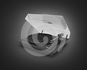 Vinyl turntable player isolated on black gradient background 3d