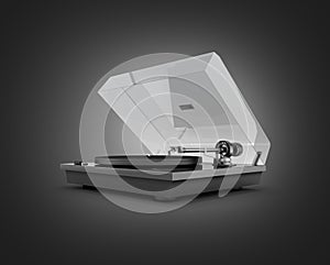Vinyl turntable player isolated on black gradient background 3d