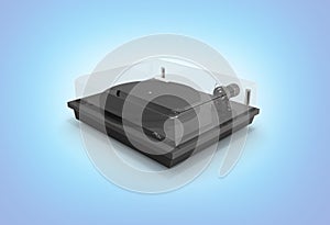 Vinyl turntable player isolated on blue gradient background 3d