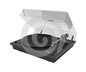 Vinyl turntable player isolated on white background 3d without shadow