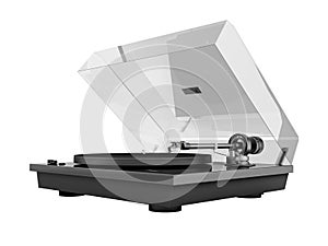 Vinyl turntable player isolated on white background 3d without shadow