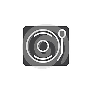 Vinyl turntable record player icon vector, filled flat sign, solid pictogram isolated on white.