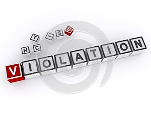 violation word block on white photo