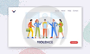 Violence, Denunciation, Blame Landing Page Template. Male Character Social Bullying Victim Vector Illustration