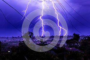 Violent electric storm over suburbia