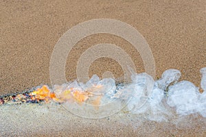 Violent Gunpowder Fire Burning On Sand