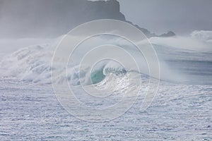 Violent large waves crashing ocean