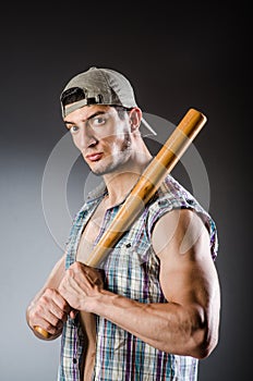 Violent man with baseball bat