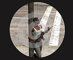 Violent video arcade game. sniper