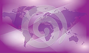 Violet abstract vector background with map of world