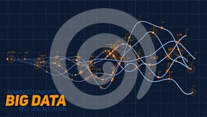 Violet abstract binary wave. 3D big data visualization. Intricate financial data threads analysis. Business analytics