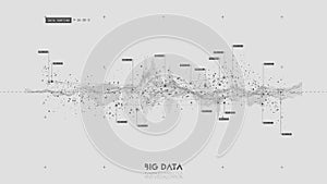 Violet abstract binary wave. 3D big data visualization. Intricate financial data threads analysis. Business analytics