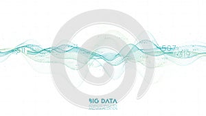 Violet abstract binary wave. 3D big data visualization. Intricate financial data threads analysis. Business analytics