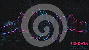 Violet abstract binary wave. 3D big data visualization. Intricate financial data threads analysis. Business analytics
