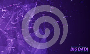 Violet abstract 3D big data visualization. Intricate financial data threads analysis. Business analytics representation