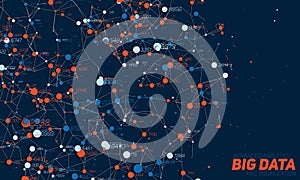 Violet abstract 3D big data visualization. Intricate financial data threads analysis. Business analytics representation