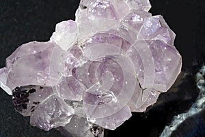 Violet amethyst crystals. Macro view.