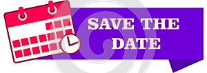 violet banner save the date on transparent background
