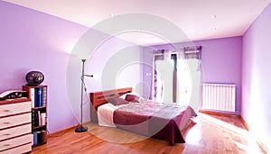 Violet bedroom panorama