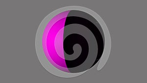Violet and black colored sphere isolated on grey background.