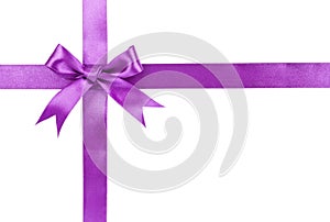 Violet bow isolated on white background