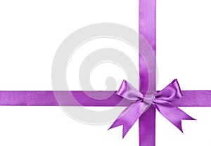 Violet bow isolated on white background