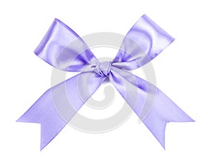 Violet bow isolated on white background