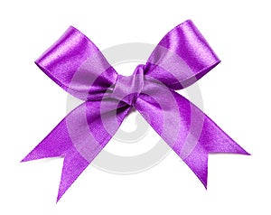 Violet bow isolated on white background
