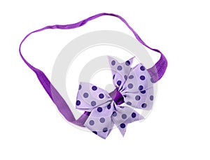 Violet bow on white background