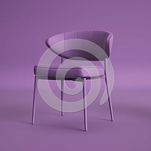 Violet chair on violet background.Minimal concept