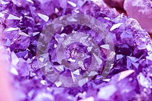 Violet colored gemstone. Rock crystal mineral