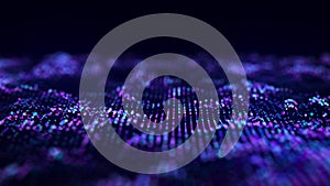 Violet computer technology background. Big data visualization. Technology landscape. 3d rendering