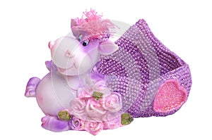 Violet cow with roses