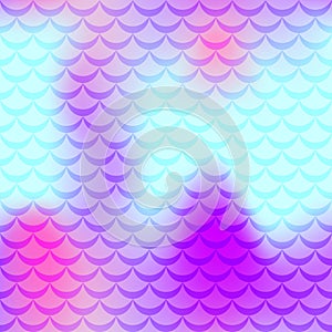 Violet cyan pink mermaid scale background. Neon iridescent background. Fish scale pattern.