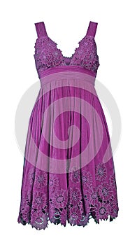 Violet diaper motif evening dress with cut