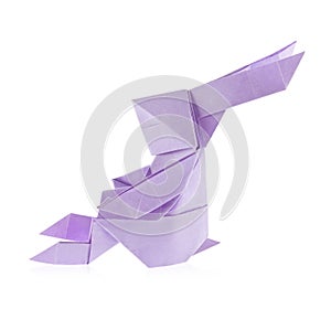 Violet easter bunny of origami.