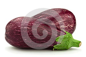 Violet eggplant vegetable closeup isolated on white